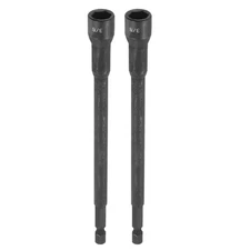 2pcs Nut Driver Drill Bit 3/8 Inch Socket 1/4" Hex Shank 6" Magnetic Setter