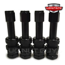 Black Valve Stems And Caps Metal Bolt-in Style Set Of Four