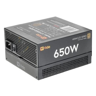 Vida 650W Heracles Black ATX Gaming Netzteil 80+ Bronze 14Cm Ultra-Leiser FDM Lüfter Flach