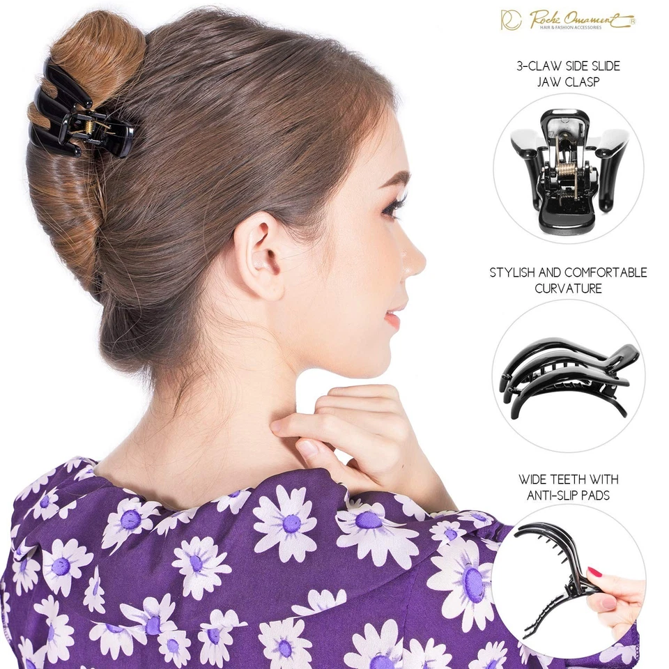 RC ROCHE ORNAMENT 6 Pcs Womens Premium Plastic Curve Claw Jaw Side Slide Curv... - Image 3 of 4