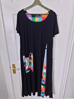 Ralston Orla Maxikleid Gr. Medium Oversize Taschen Stretch Jersey Regenbogen