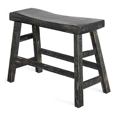 Sunny Designs Marina 24'' Farmhouse Mahogany Wood Bench in Black Sand