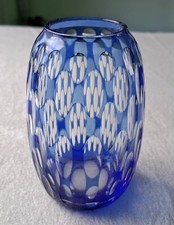 Johann Oertel & Co. böhmische Überfangglas Vase Kobaltblau 20er/30er Jahre