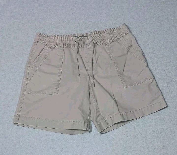 Natural Reflections Pull On Utility Shorts Womens Medium Gray Drawstring Hiking