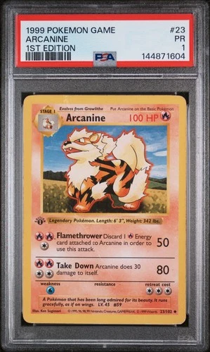 1999 POKEMON BASE SET 1ST EDITION #23 ARCANINE PSA 1
