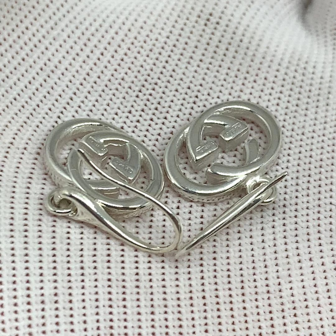Boucles d'oreilles créoles G imbriquées GUCCI deux oreilles accessoires pour femmes argent 11 x 17 mm