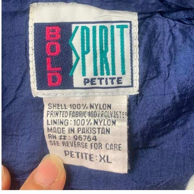 Винтажный смелый дух ветровка куртка маленький XL цветочный нейлона 90-х Colorblock - Изображение 3 из 4