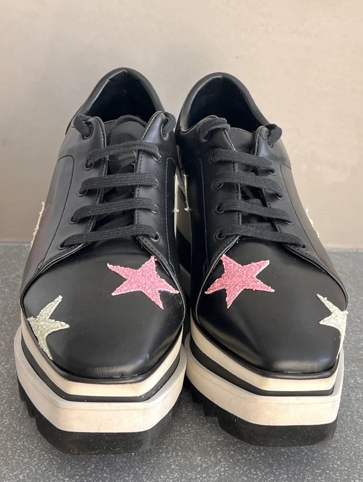 Женские черные кожаные кроссовки на платформе Stella McCartney Elyse Stars 38,5 с коробкой - Изображение 2 из 4