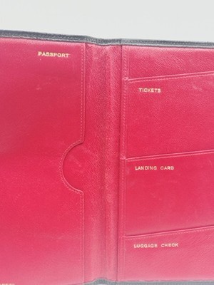 Vintage Black Red Stripe Travel Wallet Passport Baggage Check England Blum's Inc