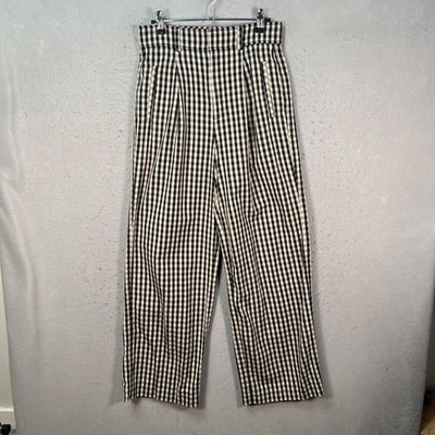 Everlane Womens Size 2S Gingham High-Rise Pants Black & White Cotton Blend