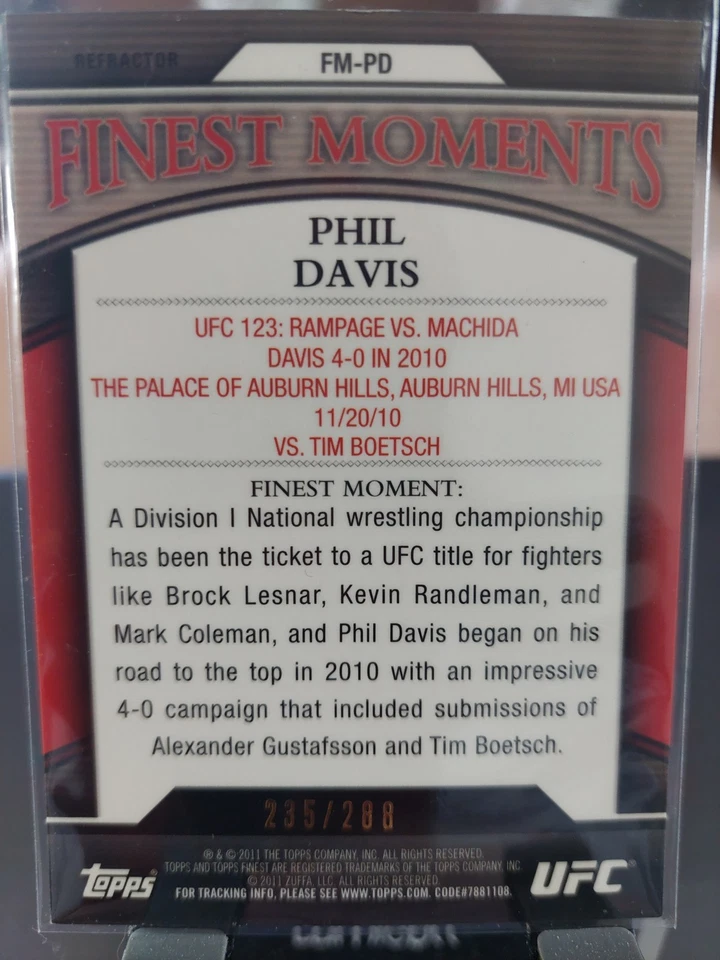 Phil Davis #FM-PD Finest Moments 2011 Topps UFC Finest X-Refractor #235/288 - Image 2 of 2