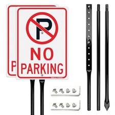 Large No Parking Sign with 54" 14"x10" with 54" Metal Thick Stake - 2 Pack