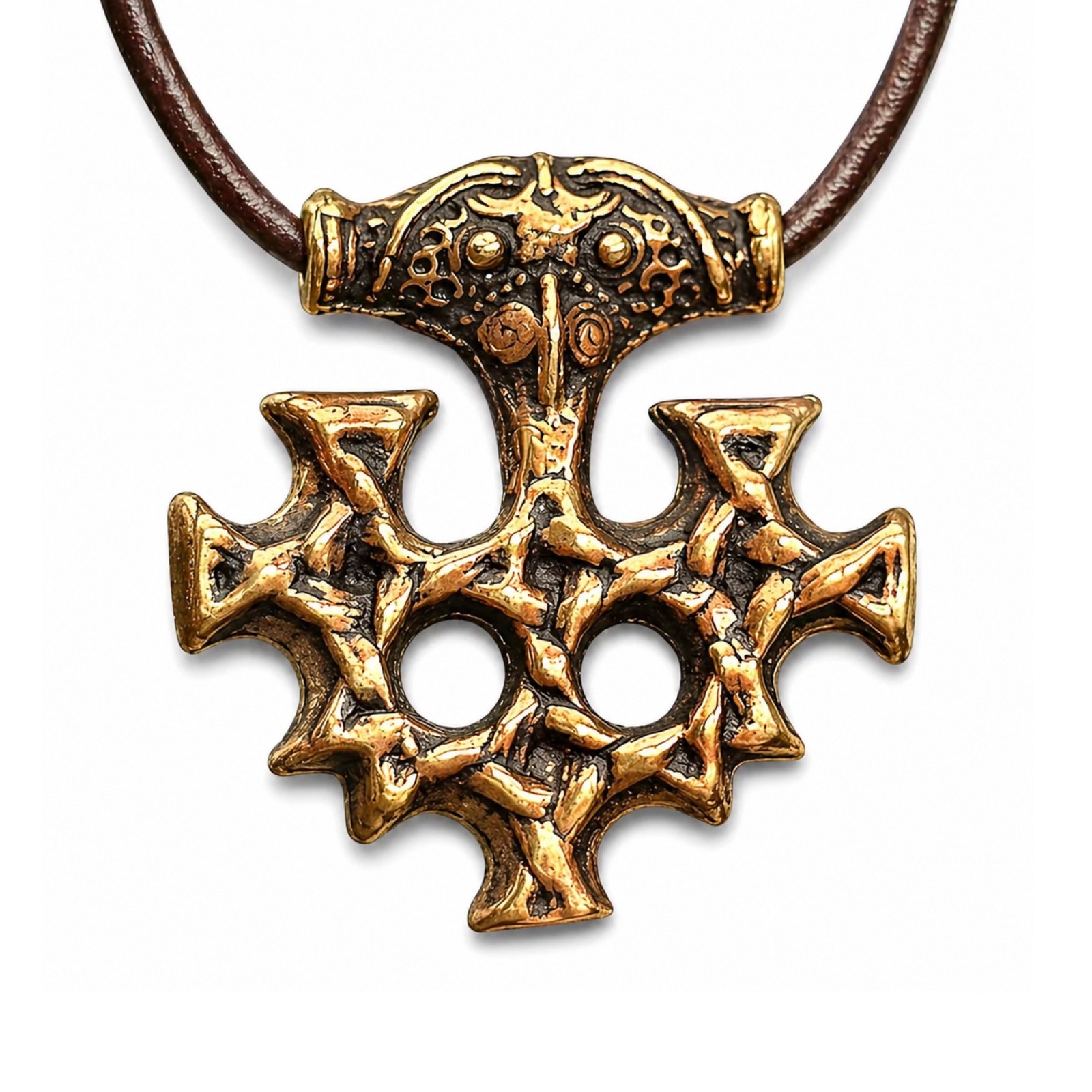 Hiddensee Thor Hammer Pendant Bronze Mjolnir Viking Necklace 33"" Cord & Boxed