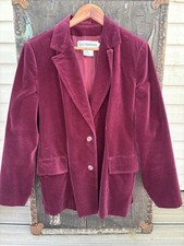 Vintage Women  s Size 38 1980  s Burgandy Plum Velvet Blazer Rare Size Work Casual