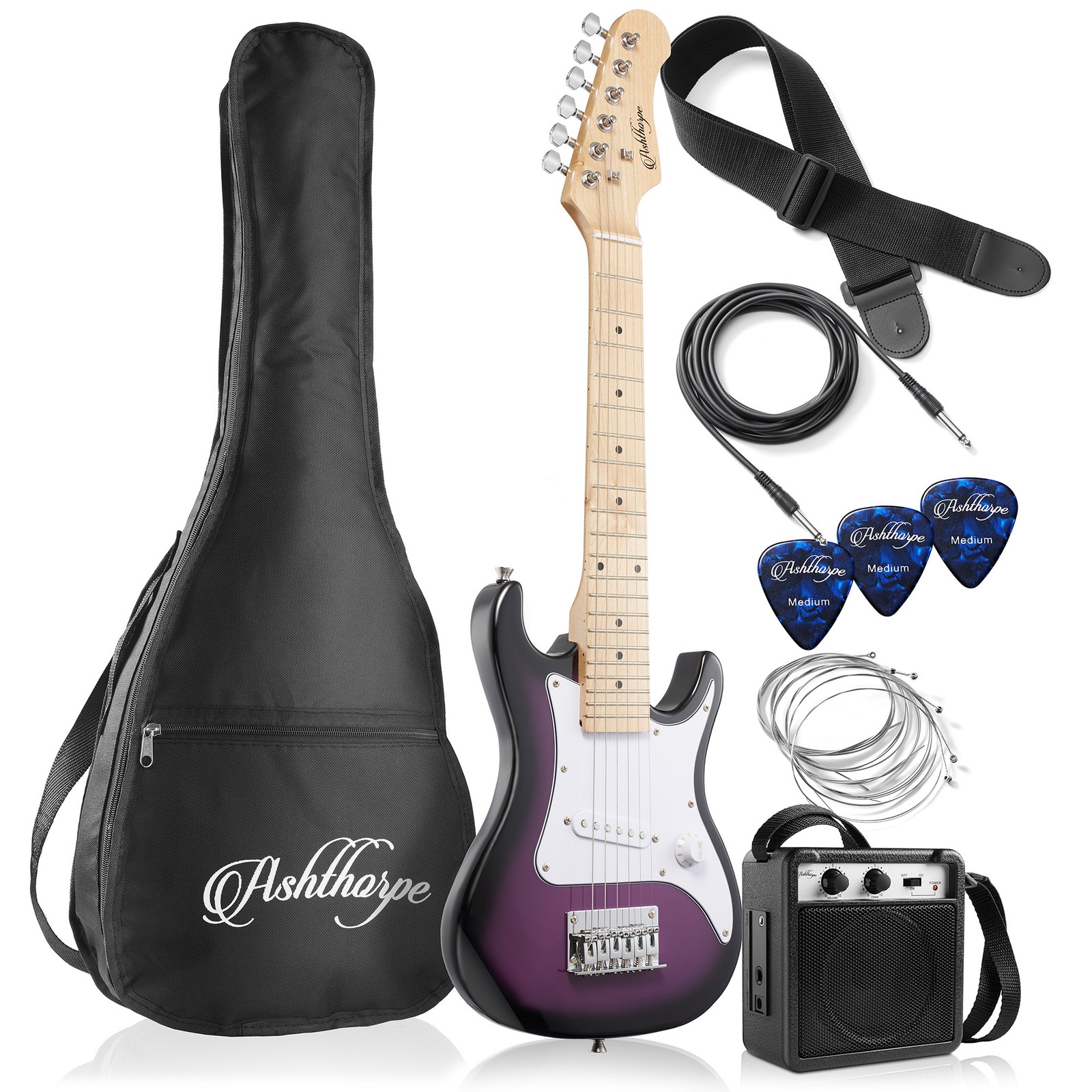 OPEN BOX - 30" Beginner Electric Guitar & Amplifier - Purple, Kid's Starter Kit