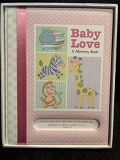 NEW W/Box Baby Love Memory Book Snapshot Album Set Pink Safari