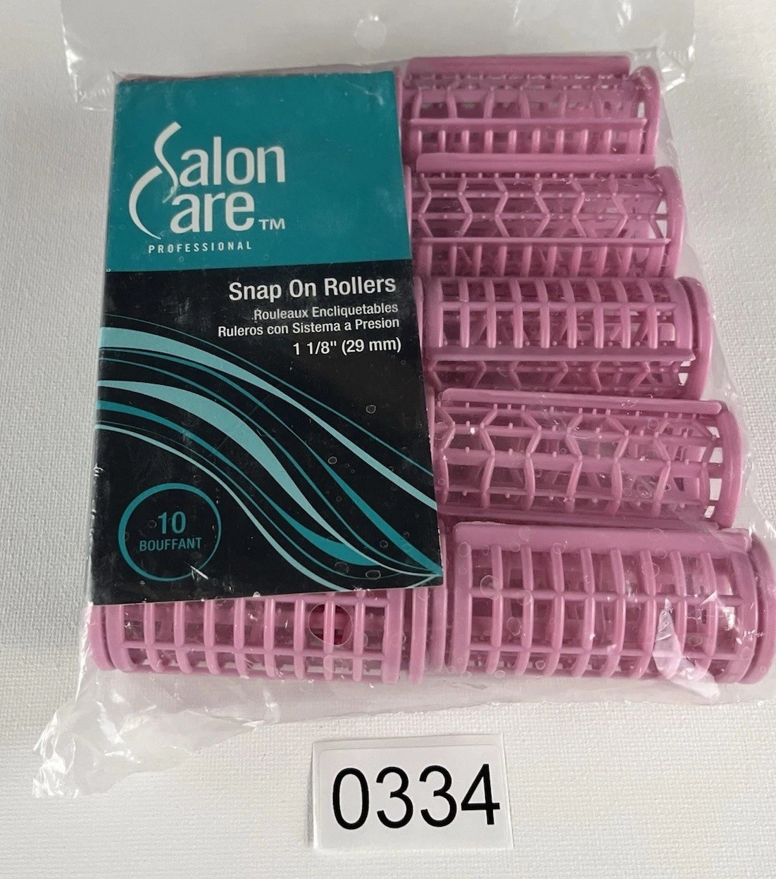 Salon Care Snap-On Rollers Bouffant 1 1/8” Pink Set of 10 Hair Styling Curlers