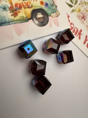 Swarovski Crystal Beads 2000-2002 #5601 Cube 8mm Burgundy AB (8 Cubes)