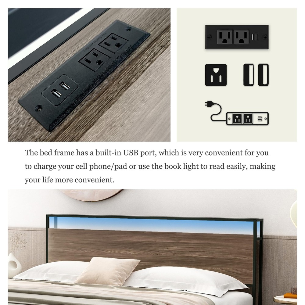 Modern Comfort: Classic Bed Frame with Underbed Storage and LED Light