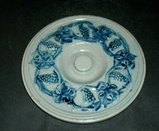 Large 8" Blue & Grey Robinson Clay GRAPE/VINTAGE Stoneware Lid Akron Ohio RCPC