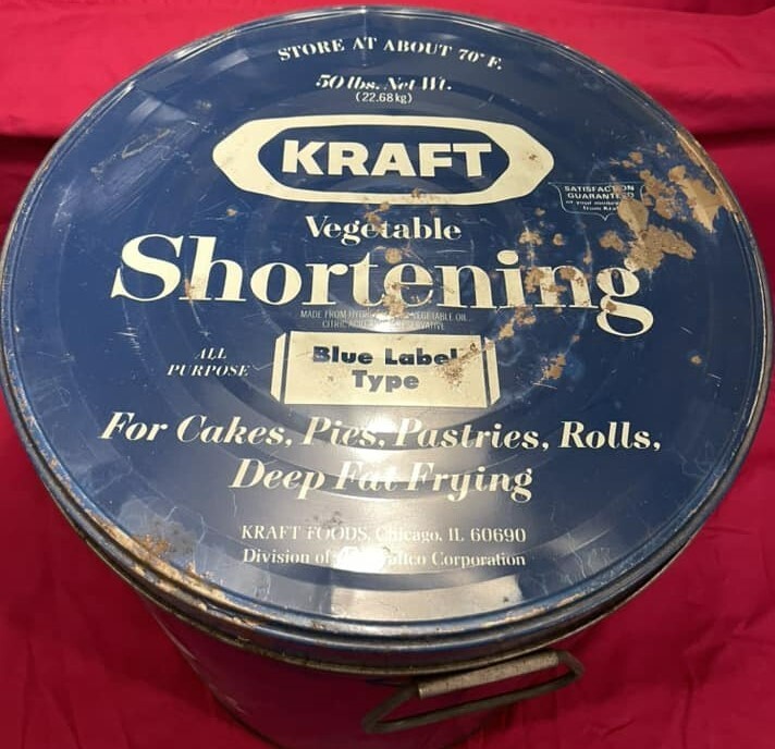 Kraft Vegetable Shortening **Blue** Vintage 1950s Tin 50 LB Pound Can