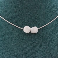 Steine Und MinéRaux. Halskette 2 Perlen Stein Mond Indien Kette Stahl Ino