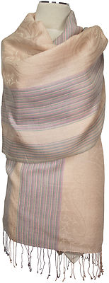 Pashmina Schal gestreift Rosa 50%Seide 50%Wolle scarf stole silk wool 