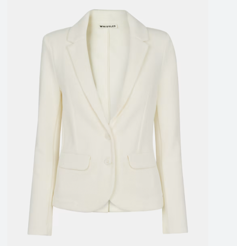 Whistles women's Ivory Jersey Slim fit Blazer Jacket- size 4 / 36eu -retail $189