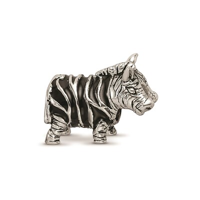 Reflexionsperlen Sterling Silber schwarz emailliert 3D stehend Zebra Perle