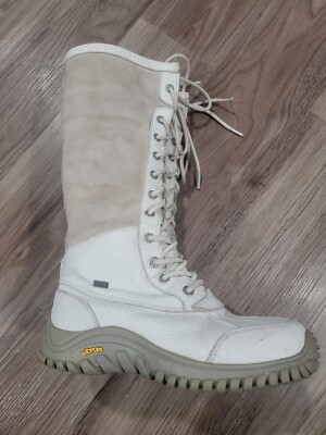 Bottes de neige d'hiver hautes cuir blanc femme Ugg Adirondack
