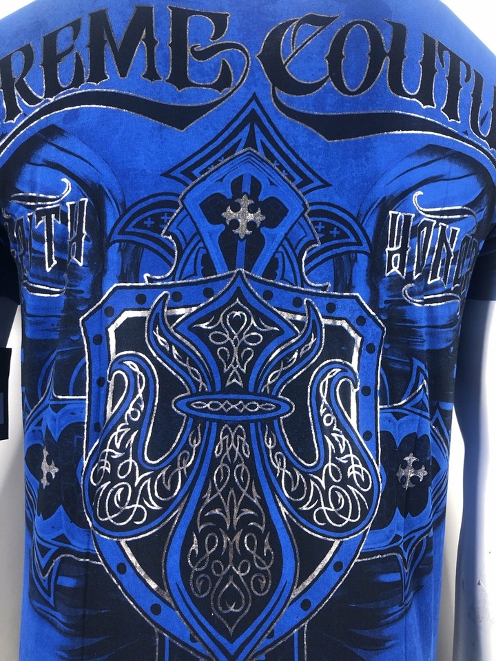 T-shirt Uomo Xtreme Couture Affliction LOCKDOWN Marrone Tatuaggio Biker S-5XL $40 - Foto 2