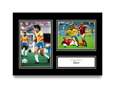 Zico Signed A4 Photo Autograph Brazil Flamengo Gift Display Memorabilia + COA