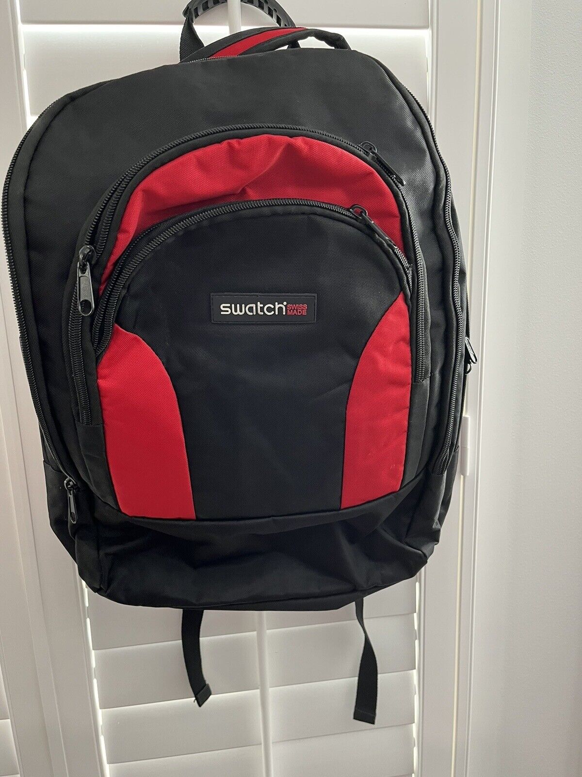 Swatch Black And Red Backpack With Laptop Compartment And Many Pockets 20x15x5