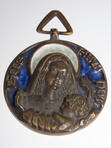 Médaille Bronze Emaillé ,Vierge A L'Enfant,Elie Pellegrin Années 1970 - Photo 1/4