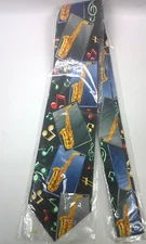 Steven Harris Mens Alto Saxophone with Music Notes Necktie Tie Musician New