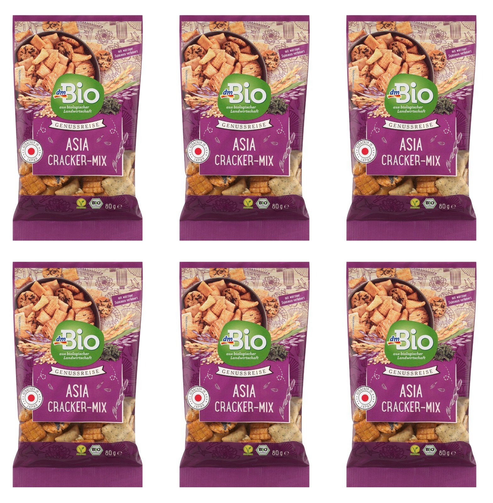 6 x 80g | dmBio Cracker, Asia-Mix