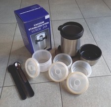 THERMOS/TERMOS PORTAVIVANDE acciaio caldo/freddo con tazza/3 contenitori/posate