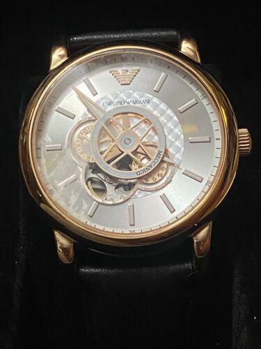 NEW Emporio Armani Luigi Rose Gold/Silver, Skeleton Automatic Watch  AR-60013-30 - Picture 1 of 13