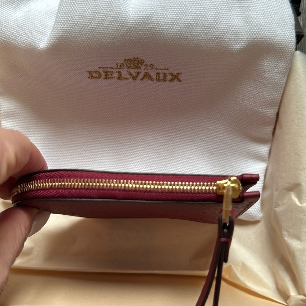 Delvaux Pin D Card Holder in Taurillon Soft Rosewood | eBay