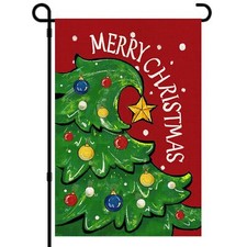 Christmas Garden Flag 12x18 Inch Double Sided Xmas Tree Yard Flag