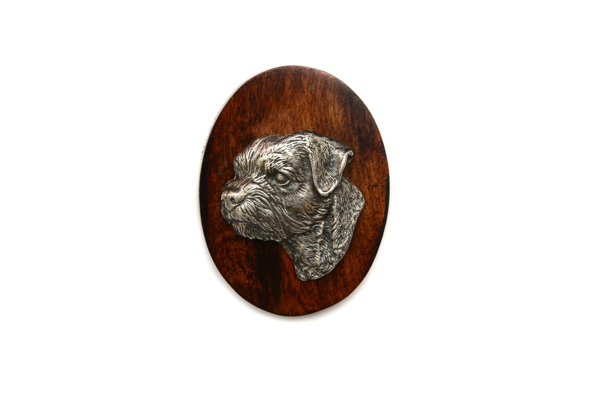 Border Terrier Dog show brooch, starter number clip, dog pin by Art-Dog