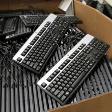 25 x Genuine OEM HP KU-0316 Black/Silver USB Wired 104-Key Keyboard 434821-007