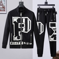 TUTA STRASS PHILIP PLEIN FELPA + PANTALONI TRACKSUIT PHILIPP SILVER JOGGER SPORT