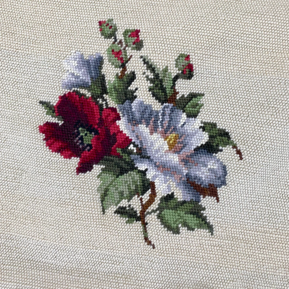 Floral Needlepoint Seat Chair Covers Completed Tapestry Canvas Dexters 3502994 - Image 3 of 4