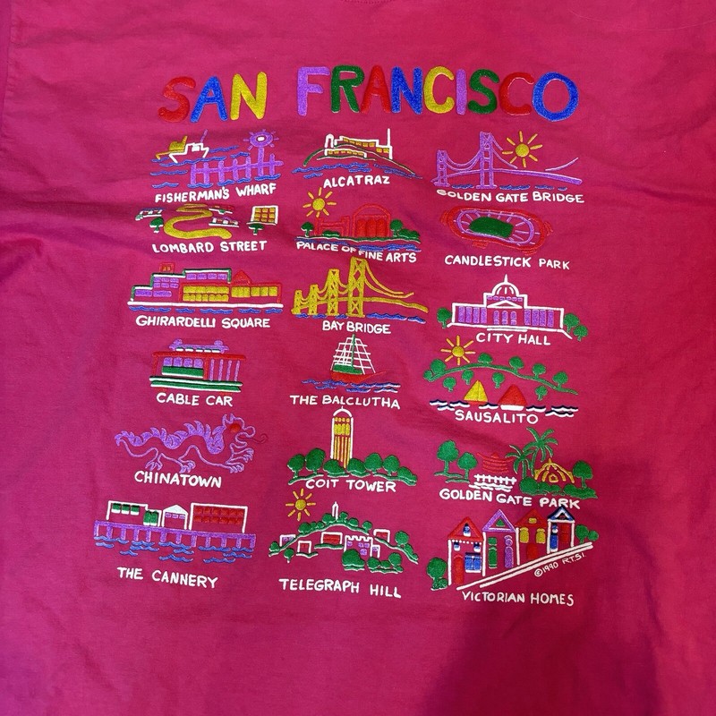 San Francisco Vintage Pink 90s Y2K Souvenir Long T Shirt Dress PJs Nightgown Tee