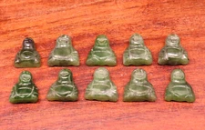 Jade Buddha Carved Chinese Pendant Charm Finding Lot Drill Hole 10 PCS 62-4