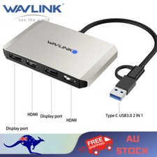 4K DisplayLink Hub USB A/USB C to HDMI DP Laptop Docking Station Dual Monitors