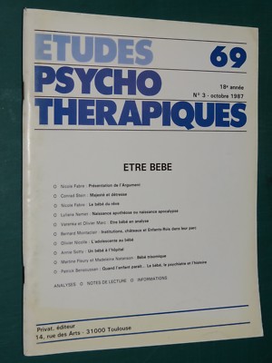 Etudes psychothérapiques n° 69 1987