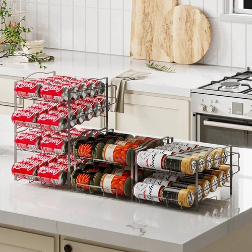 4 Tiers Can Organizer Rack 48 Cans Soda Can Dispenser Organizer for Refrigerator - Picture 10 of 10