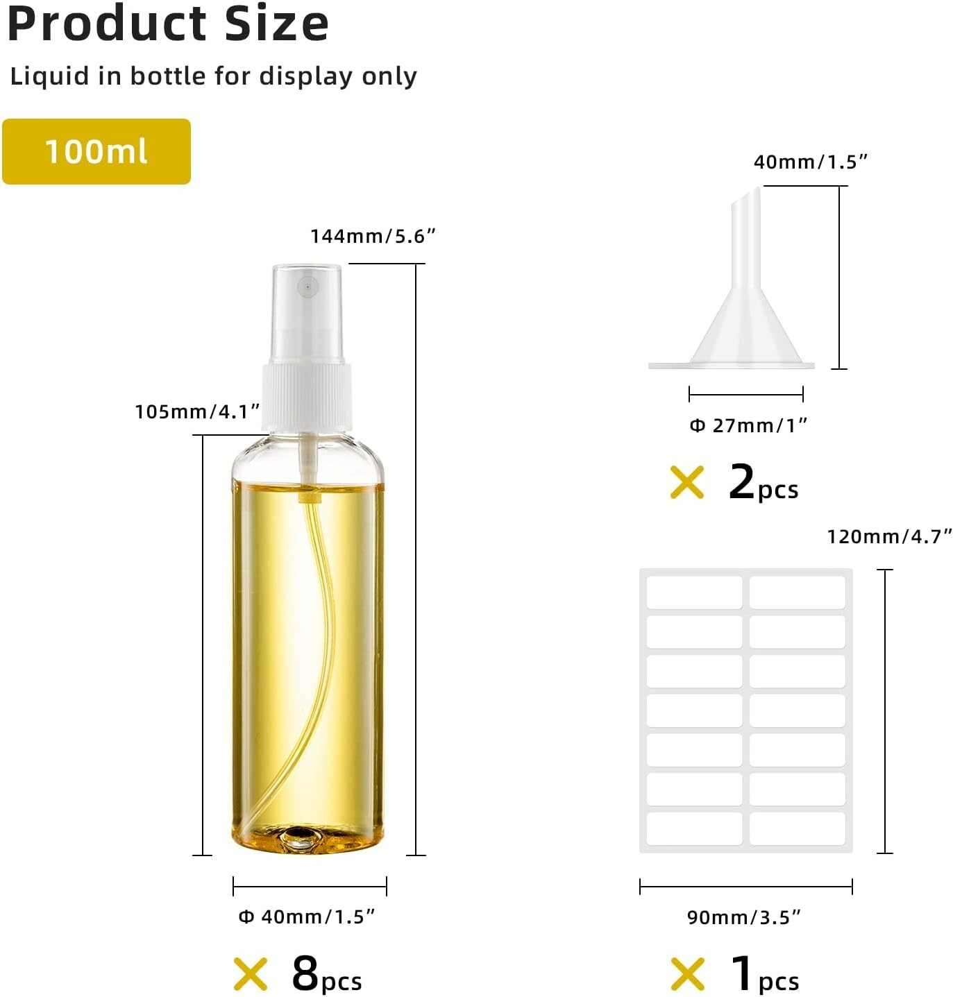 8X 100ml Travel Spray Bottle Plastic Transparent Perfume Empty Atomizer Cosmetic